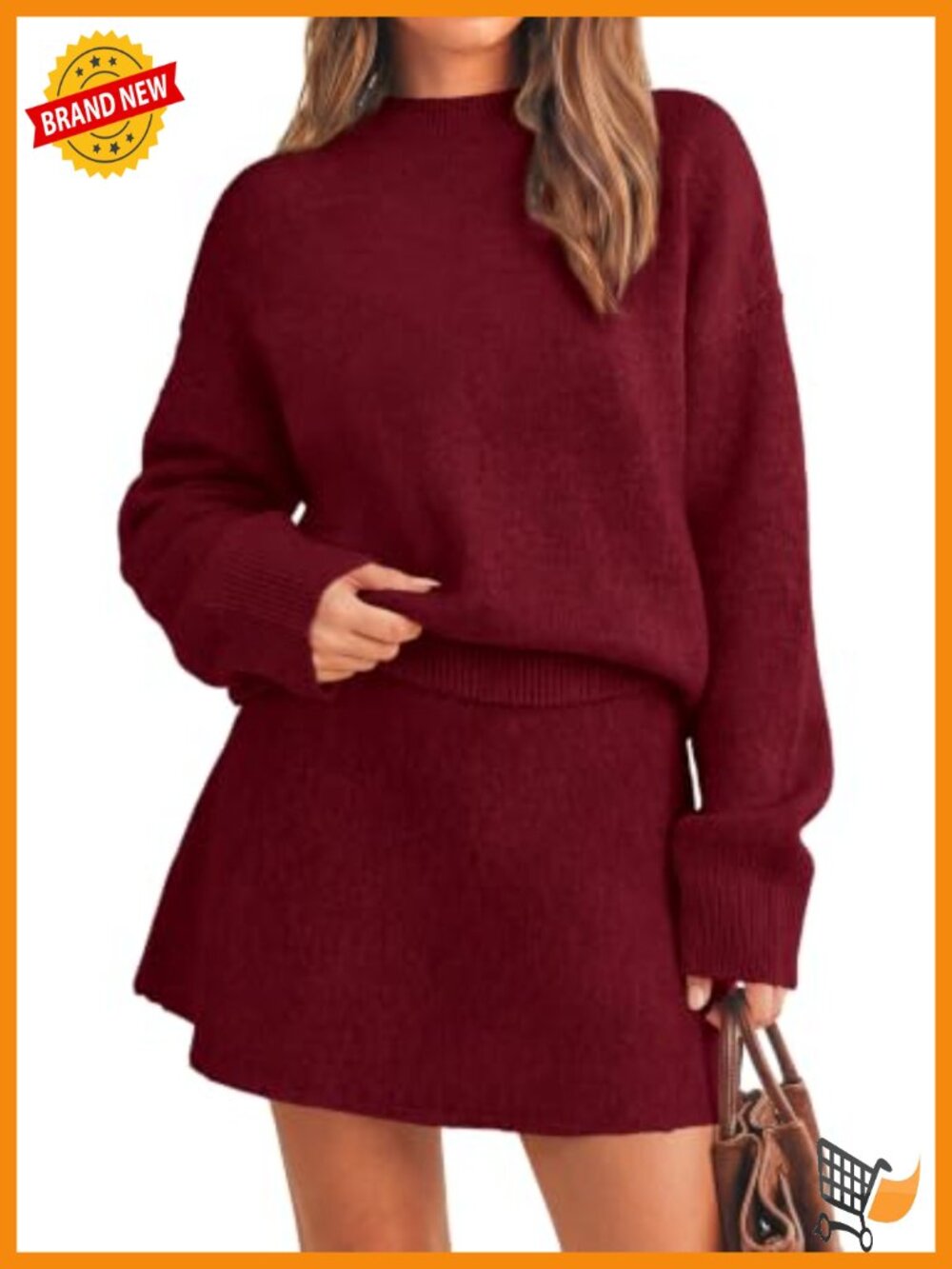 PRETTYGARDEN Women's 2-Piece Sweater and Mini Skirt Set Chunky Knit Lounge